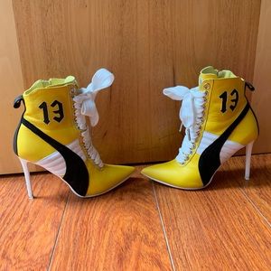 Fenty Puma by Rihanna Leather Sneaker Heel Booties